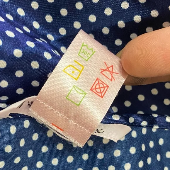 La Vie En Rose Blue Polka Dot Nightgown Sleep Dress Slip Dress W Ruffle Hem L - Picture 4 of 13